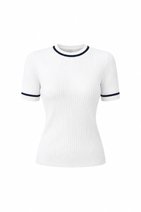 Rib Knit Contrast Tee
