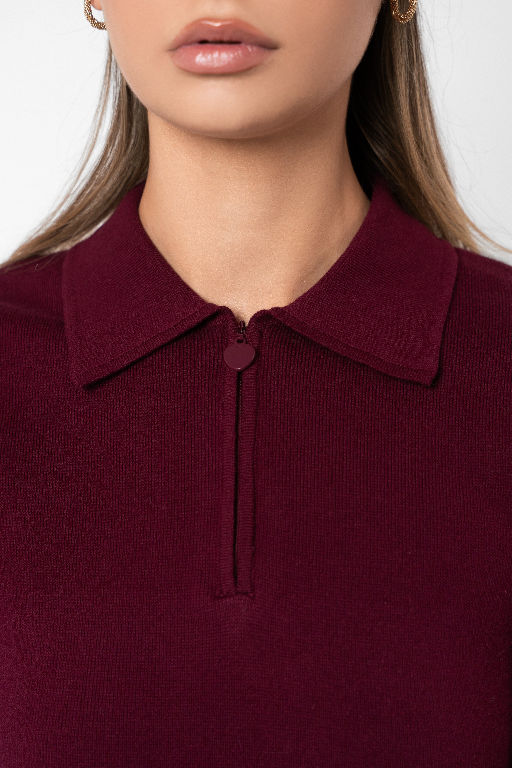 Heart Quarter Zip Knit Top