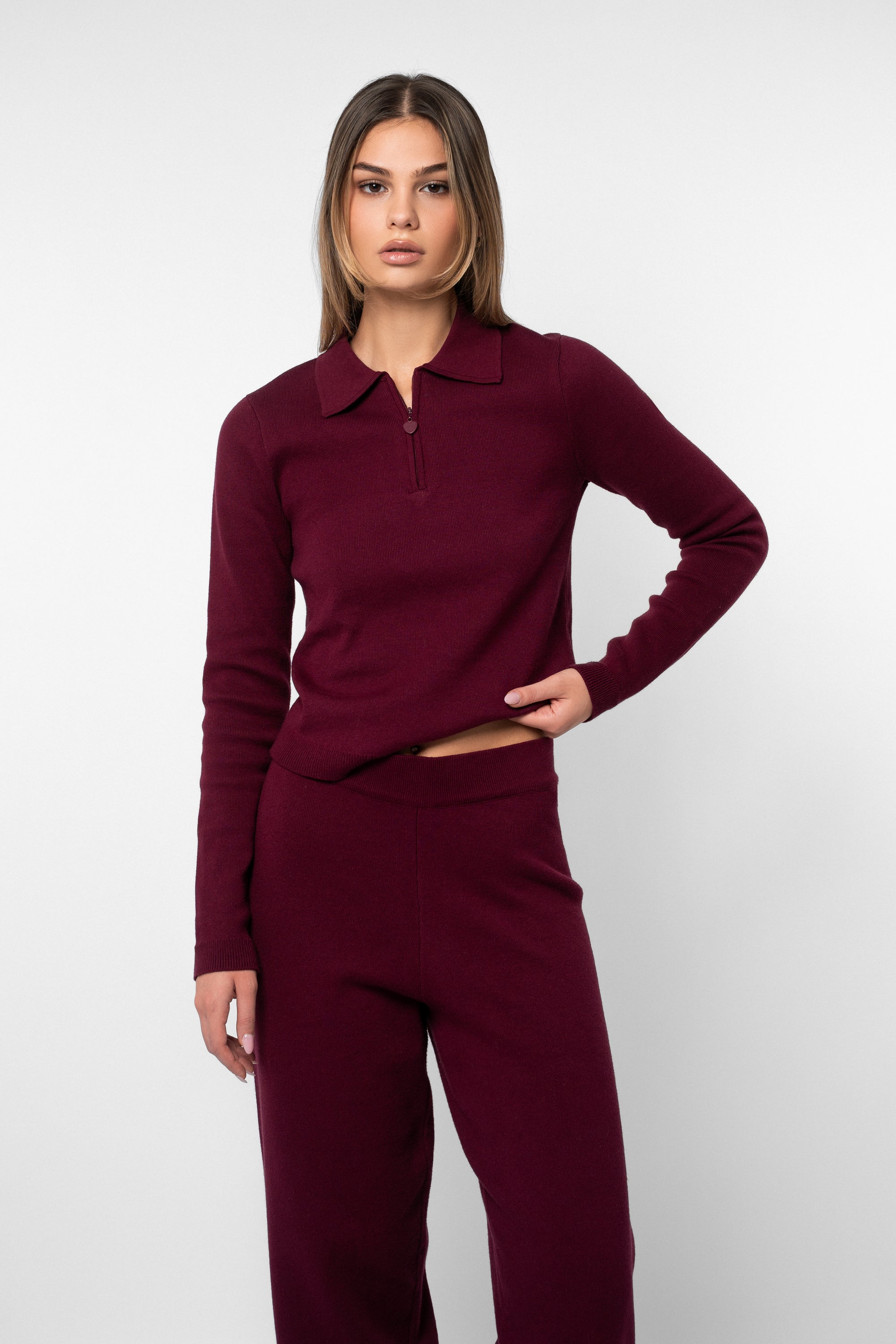 Heart Quarter Zip Knit Top