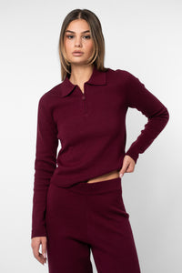 Heart Quarter Zip Knit Top
