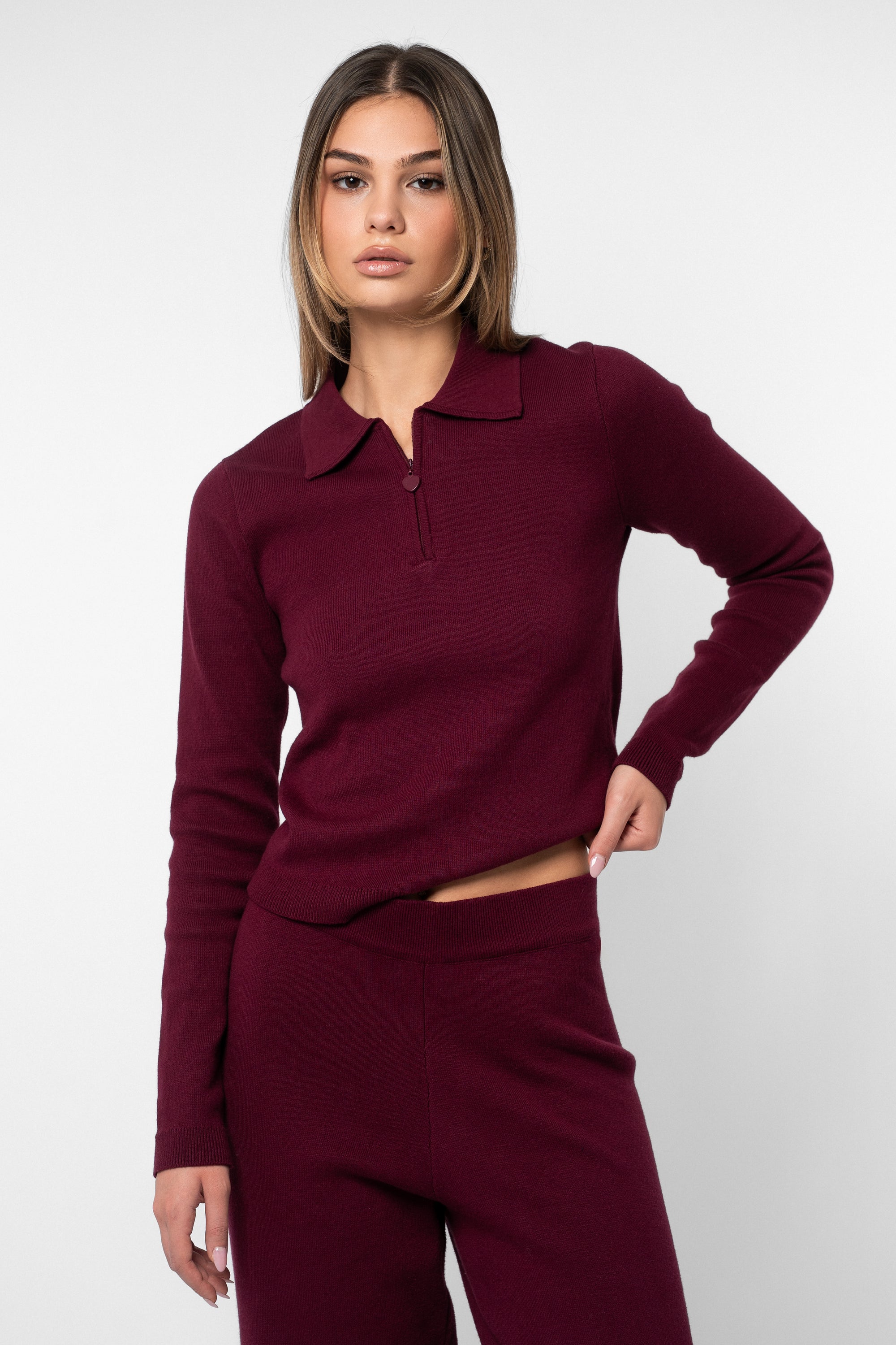 Heart Quarter Zip Knit Top