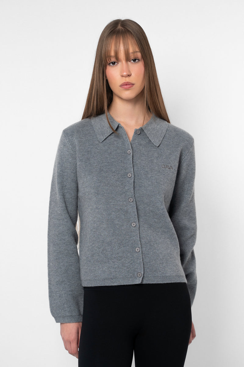 Knit Collar Cardigan