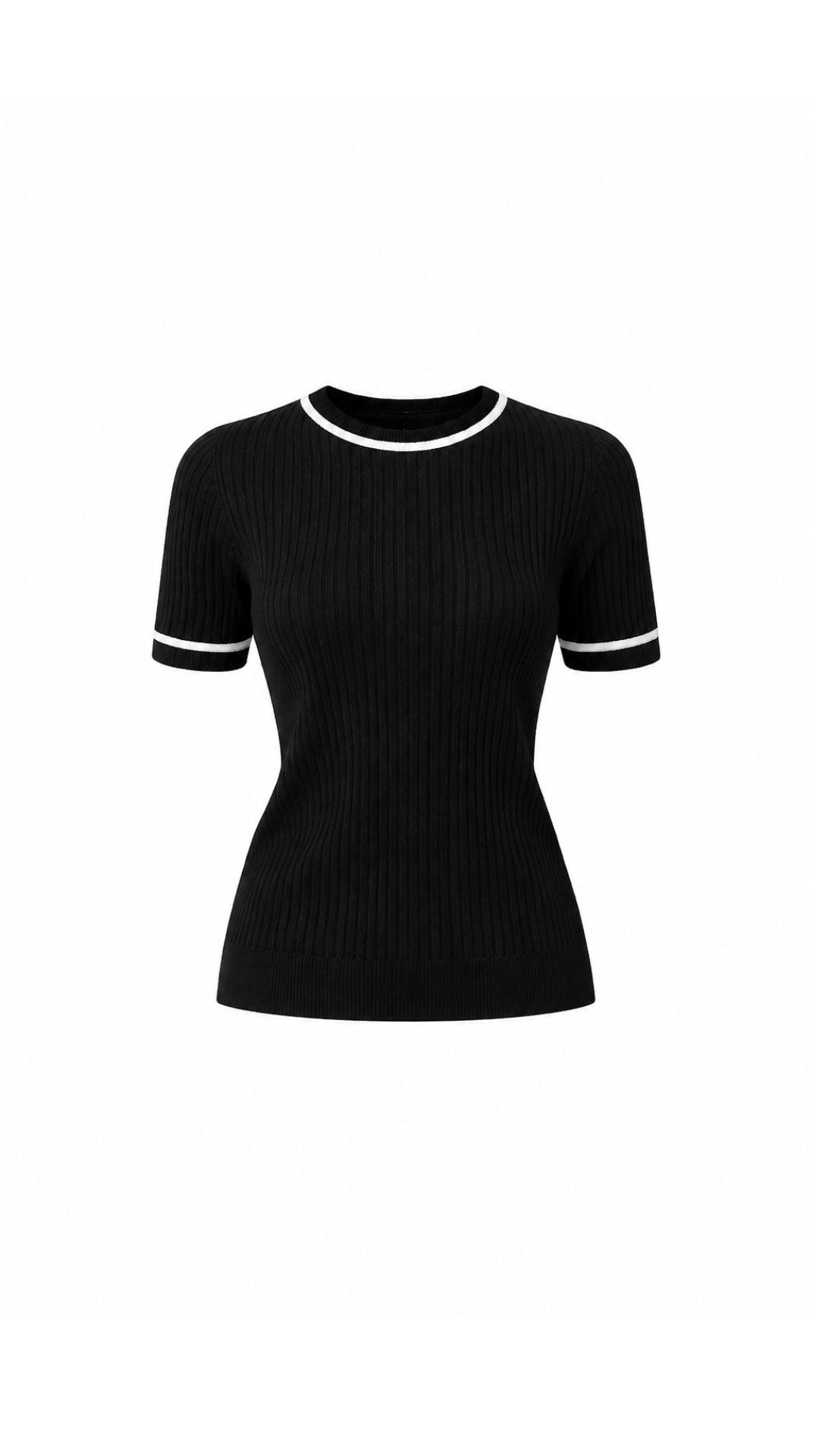 Rib Knit Contrast Tee